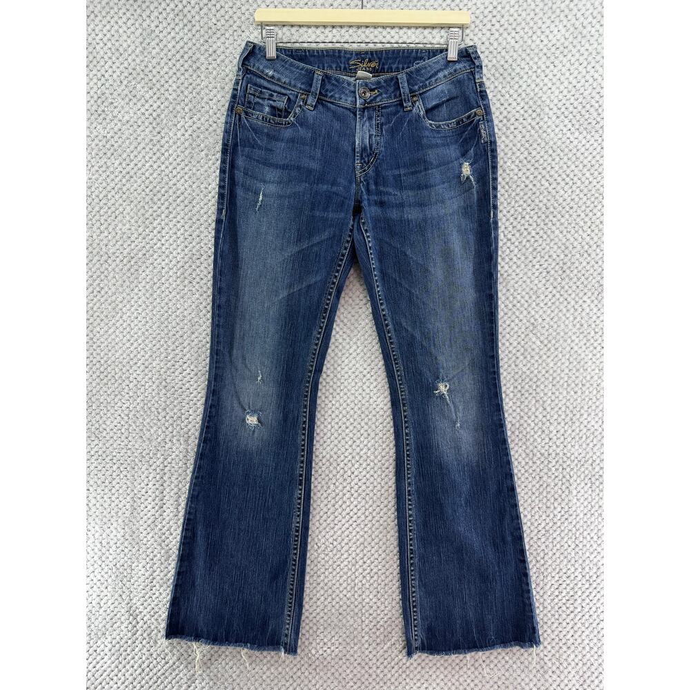 Silver Jeans Womens 31 Blue Dark Wash AIKO Bootcut Mis Rise 33" Inseam